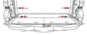 схема крепления заднего бампера Lexus LX (после 2007 года)