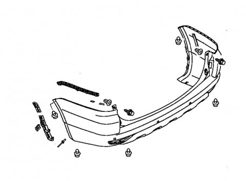 схема крепления заднего бампера Mitsubishi Pajero 4 Sport