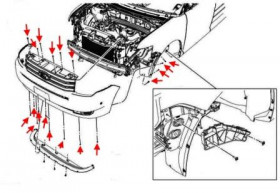 схема крепления переднего бампера Ford Flex