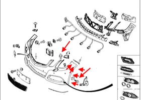 схема крепления переднего бампера Mercedes W212