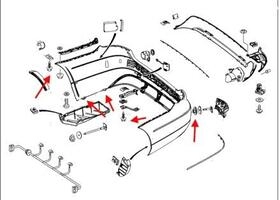 схема крепления заднего бампера Mercedes W212
