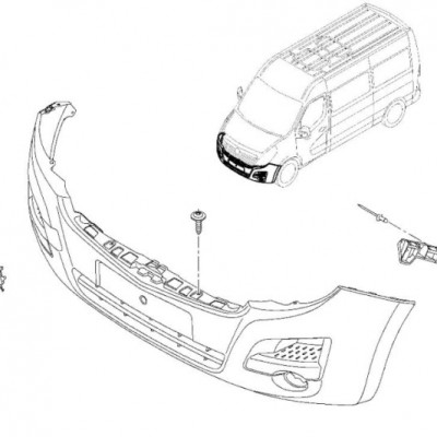 diagrama de montaje del parachoques delantero Opel Movano B (2010+)