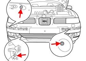 схема крепления переднего бампера SEAT Cordoba (до 2003 года)