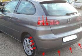 места крепления заднего бампера SEAT Ibiza MK3 (2002-2008 год)