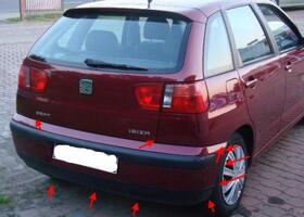 места крепления заднего бампера SEAT Ibiza MK2 (1993-2002 год)