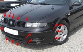 места крепления переднего бампера SEAT Leon I (1999-2005 год)