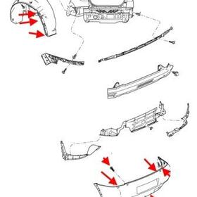 схема крепления заднего бампера SEAT Leon I (1999-2005 год)