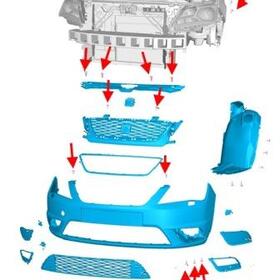 схема крепления переднего бампера SEAT Toledo IV (с 2011 года)