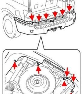 схема крепления заднего бампера Toyota Sequoia (после 2008 года)