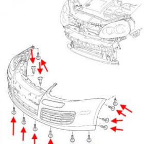 схема крепления переднего бампера VW JETTA 5