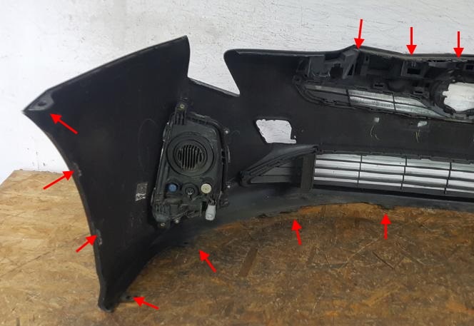front bumper attachment points Toyota Prius IV XW50 (2015-2022)