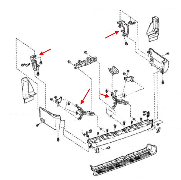 Befestigungsschema Heckstoßstange Toyota 4Runner (1995-2002)