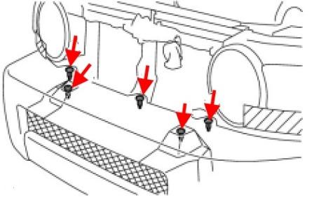 Diagrama de montaje del parachoques delantero del Toyota FJ Cruiser
