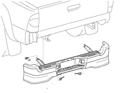 schema di montaggio paraurti posteriore Toyota Tacoma II (2005-2015)