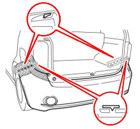 Схема крепления заднего бампера Toyota Corolla Rumion