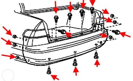 diagram of rear bumper Toyota Camry XV20 (1996-2002)