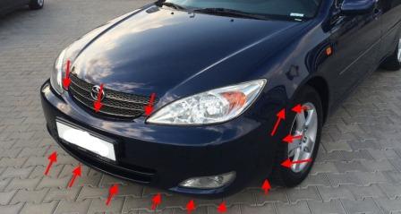 the attachment of the front bumper Toyota Camry XV30 (2001-2006)