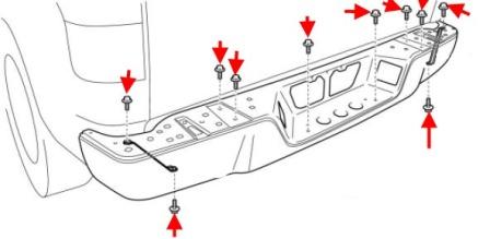 diagram of rear bumper Toyota Tundra (after 2007)