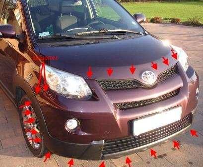 the attachment of the front bumper of the Toyota Urban Cruiser