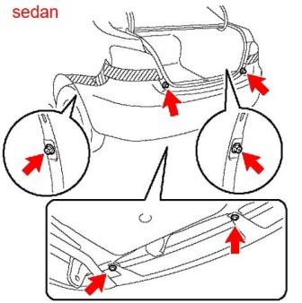 diagram of rear bumper Toyota Yaris (2005-2011)