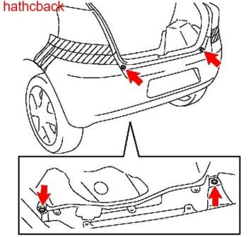 diagram of rear bumper Toyota Yaris (2005-2011)