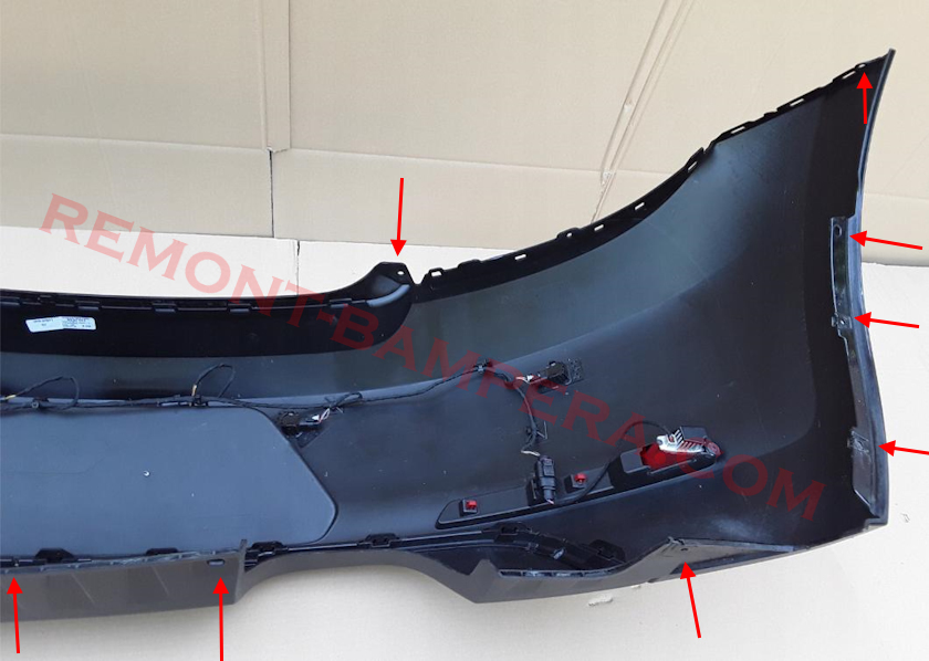 mounting locations of the rear bumper VW Beetle (2011-2019)
