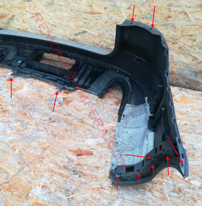 Befestigungspunkte der Heckstoßstange VW CC (Passat CC)