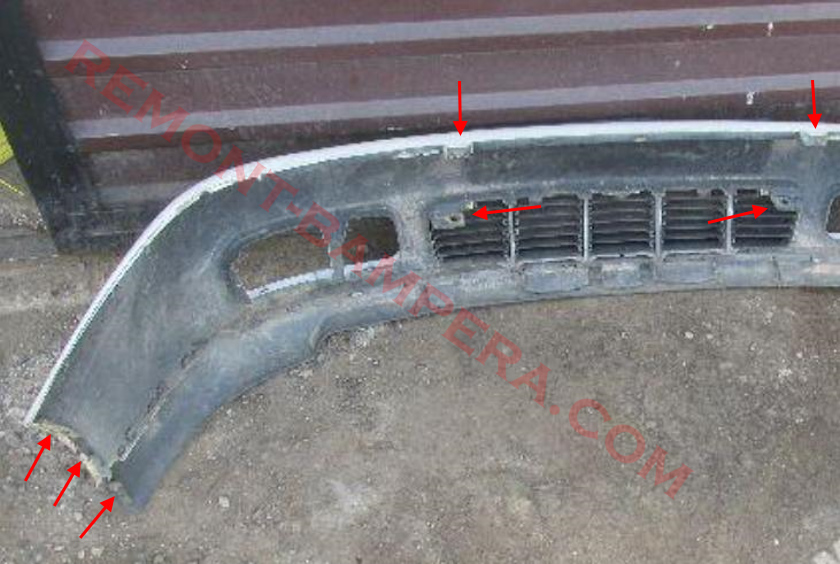 VW Caddy II Front Bumper Mounting Locations