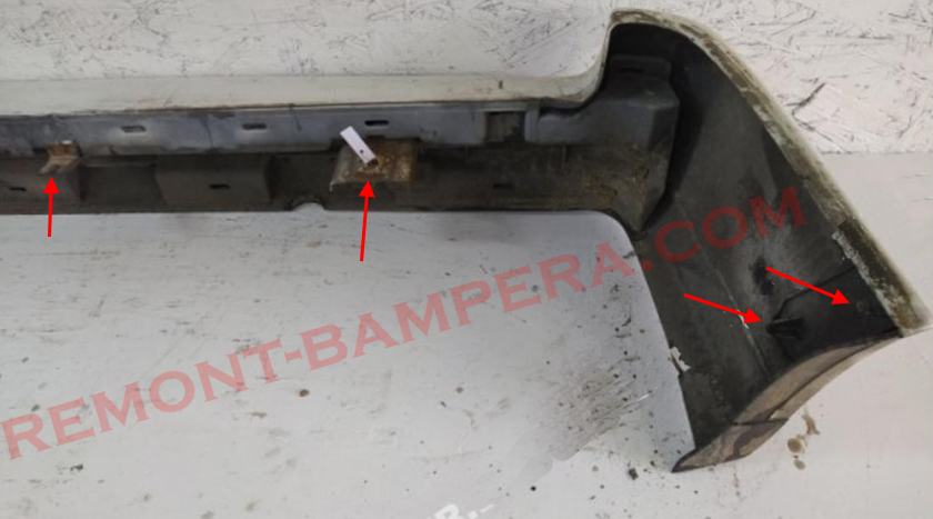 mounting locations of the rear bumper VW Caddy II