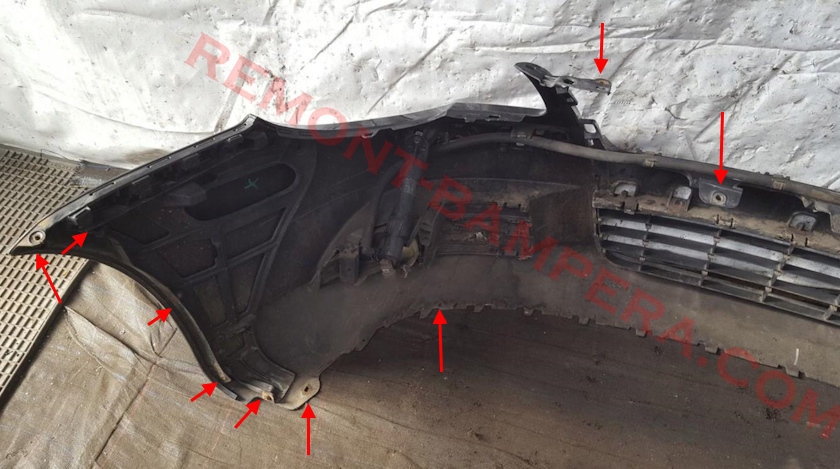 VW Eos Front Bumper Mounting Locations