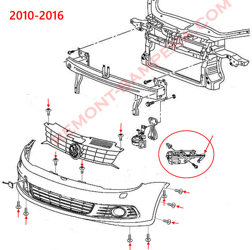 VW Eos Front Bumper Mounting Diagram