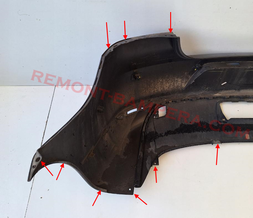 VW Eos rear bumper mounting locations