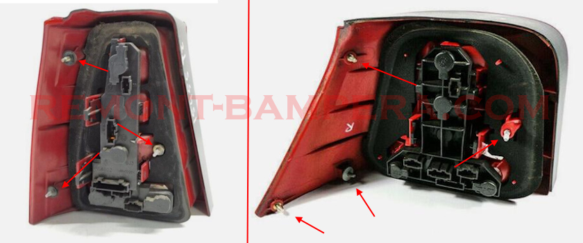 Ubicaciones de montaje para luces traseras VW Golf 4