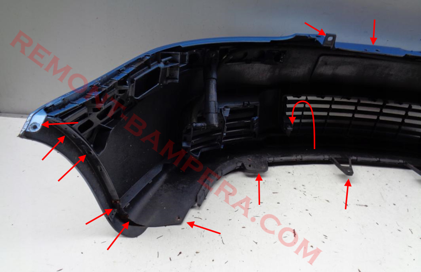 Front Bumper Mounting Locations VW Golf 5 / Rabbit