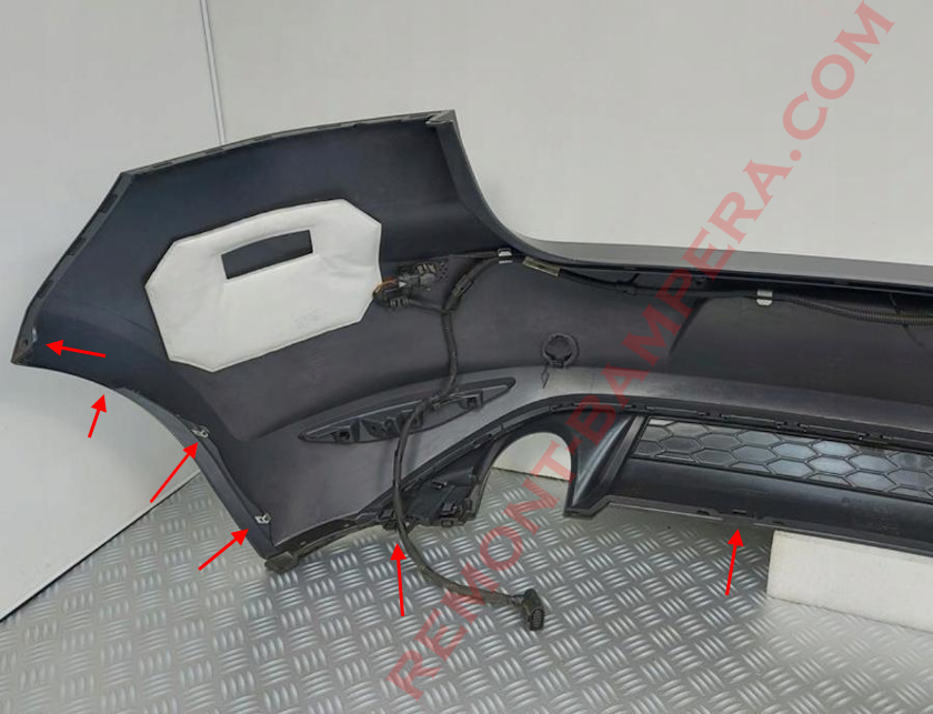 места крепления заднего бампера VW Golf 7 