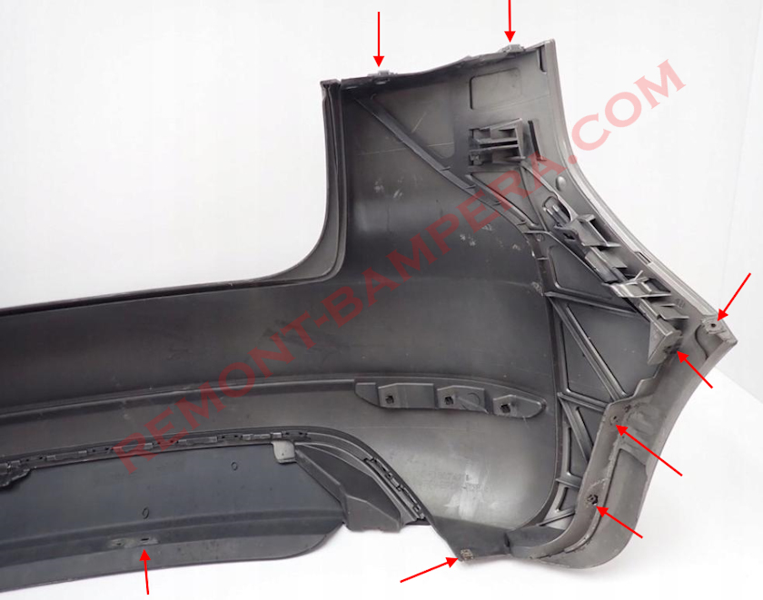 Montageorte der Heckstoßstange VW Golf Plus