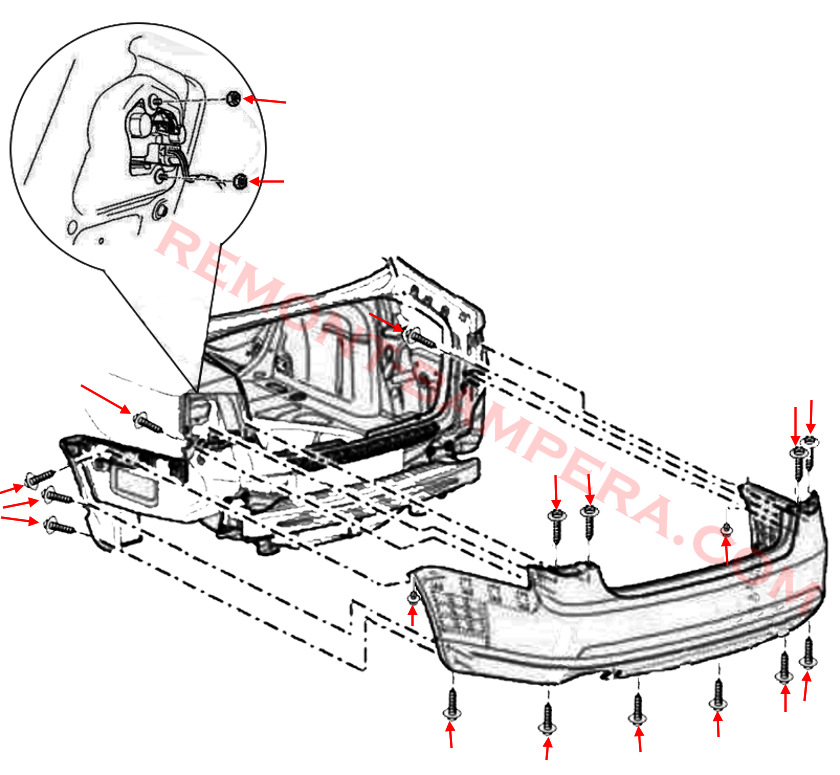 VW Jetta V Heckstoßstangen-Montagediagramm