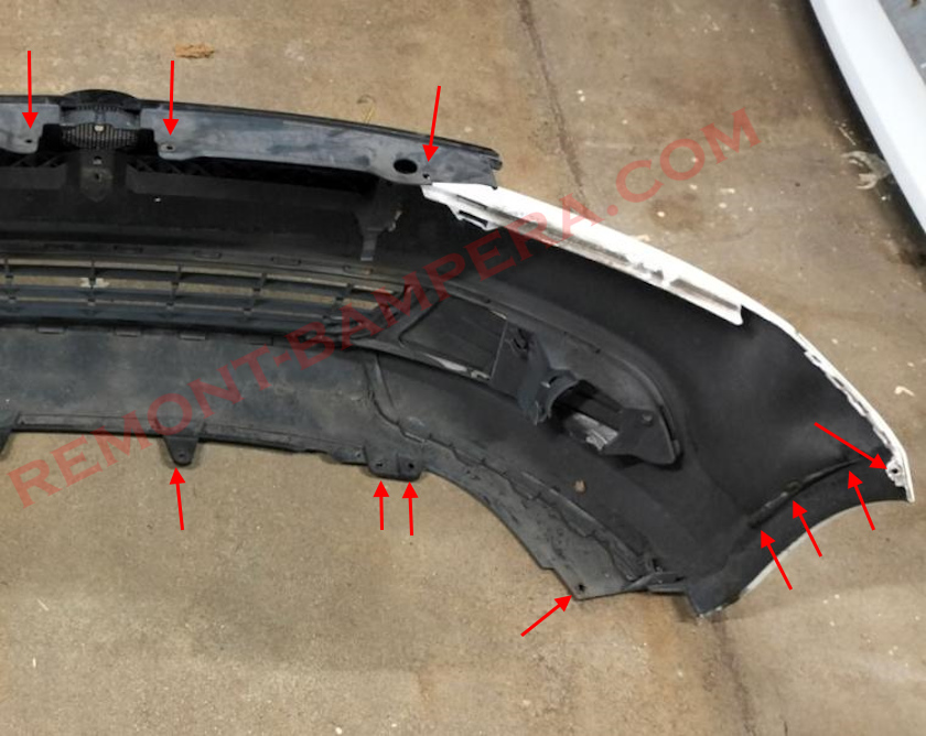 VW Jetta VI Front Bumper Mounting Locations