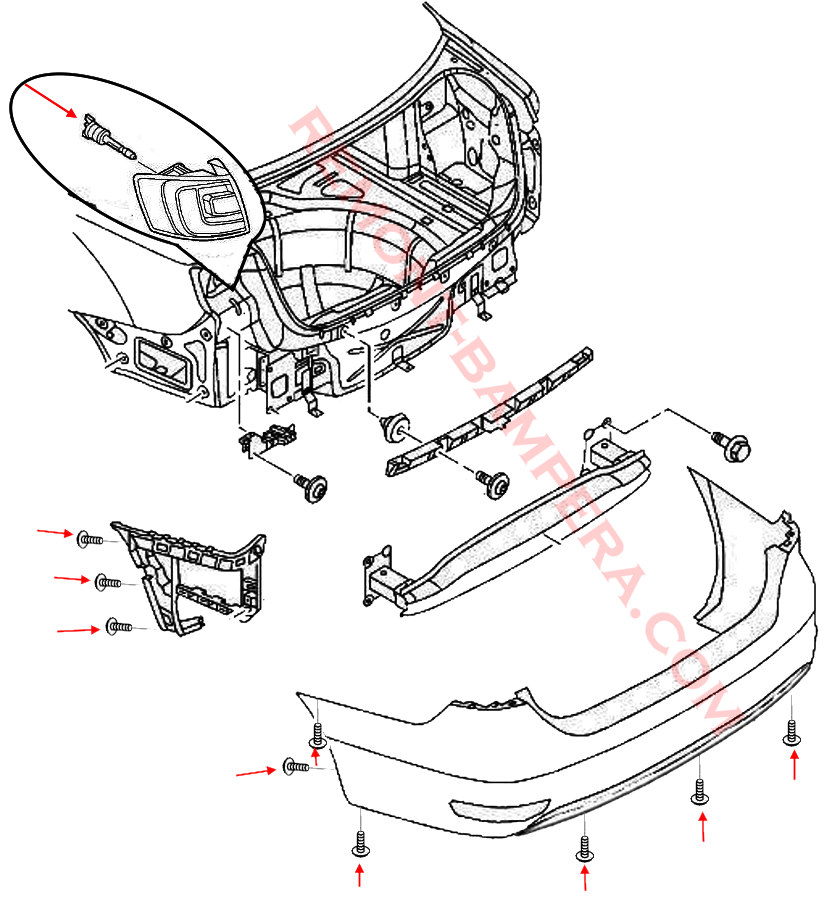 VW Jetta VI rear bumper mounting diagram