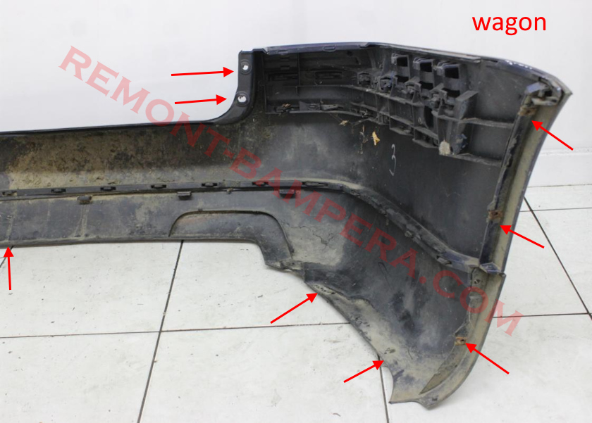 Montageorte der Heckstoßstange VW Passat B5 Kombi