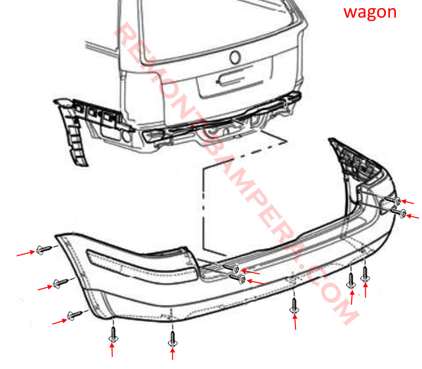VW Passat B5 Kombi Heckstoßstange Montagediagramm