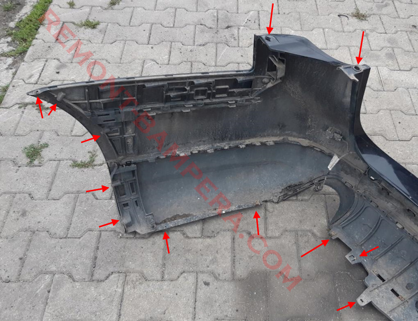 места крепления заднего бампера VW Passat B6