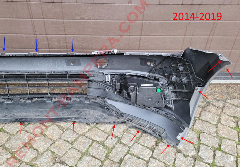 Ubicaciones de montaje del parachoques delantero VW Passat B8