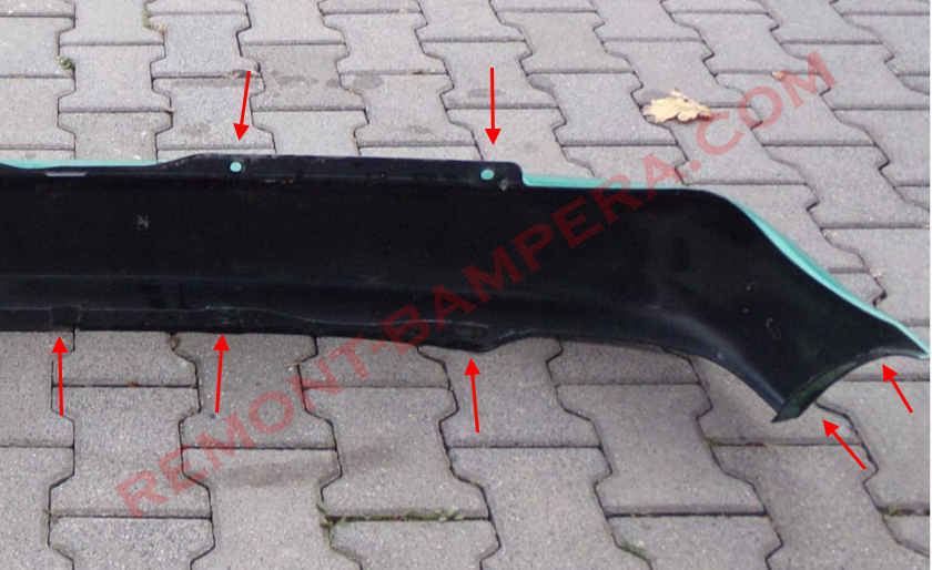 Montageorte der Heckstoßstange VW Polo III 1994–2002