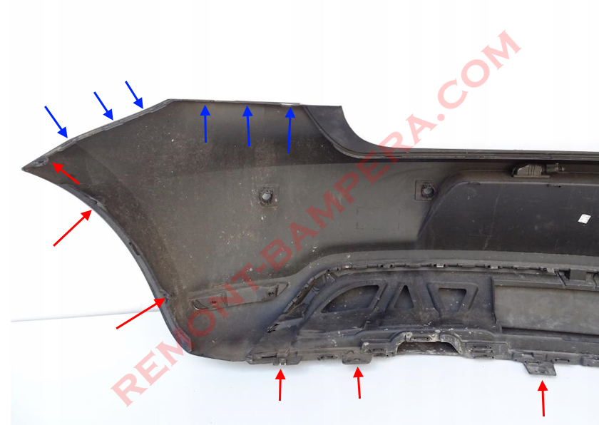 Montageorte der Heckstoßstange VW Polo V 2009–2017