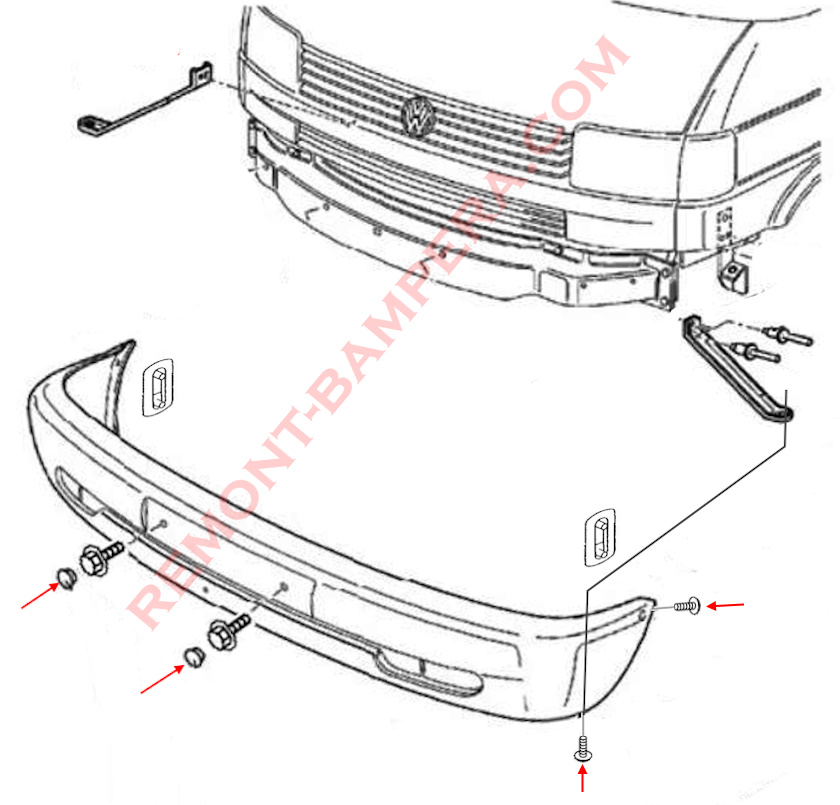 Front Bumper Mounting Diagram VW T4 1990-2003
