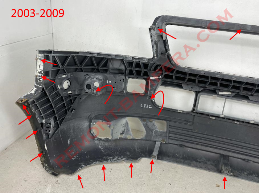 Front Bumper Mounting Locations VW T5 2003-2009