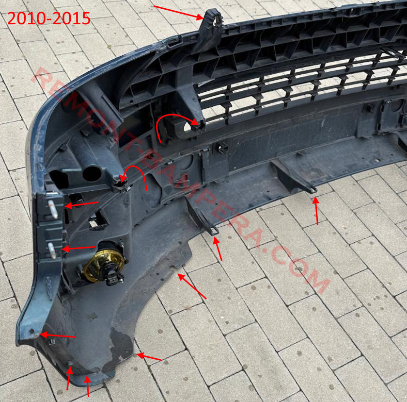 Front Bumper Mounting Locations VW T5.2 2010-2015