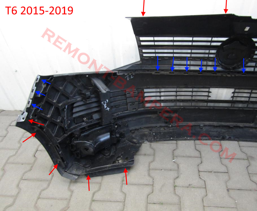 Front Bumper Mounting Locations VW T6 2015-2019