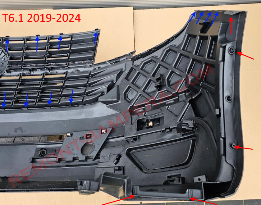 Front Bumper Mounting Locations VW T6.1 2019-2024